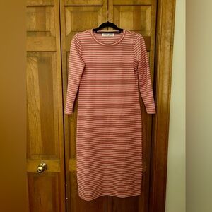 Sonnet James Modest Women's S Pink & White Striped Long Sleeve "A Play Dress"